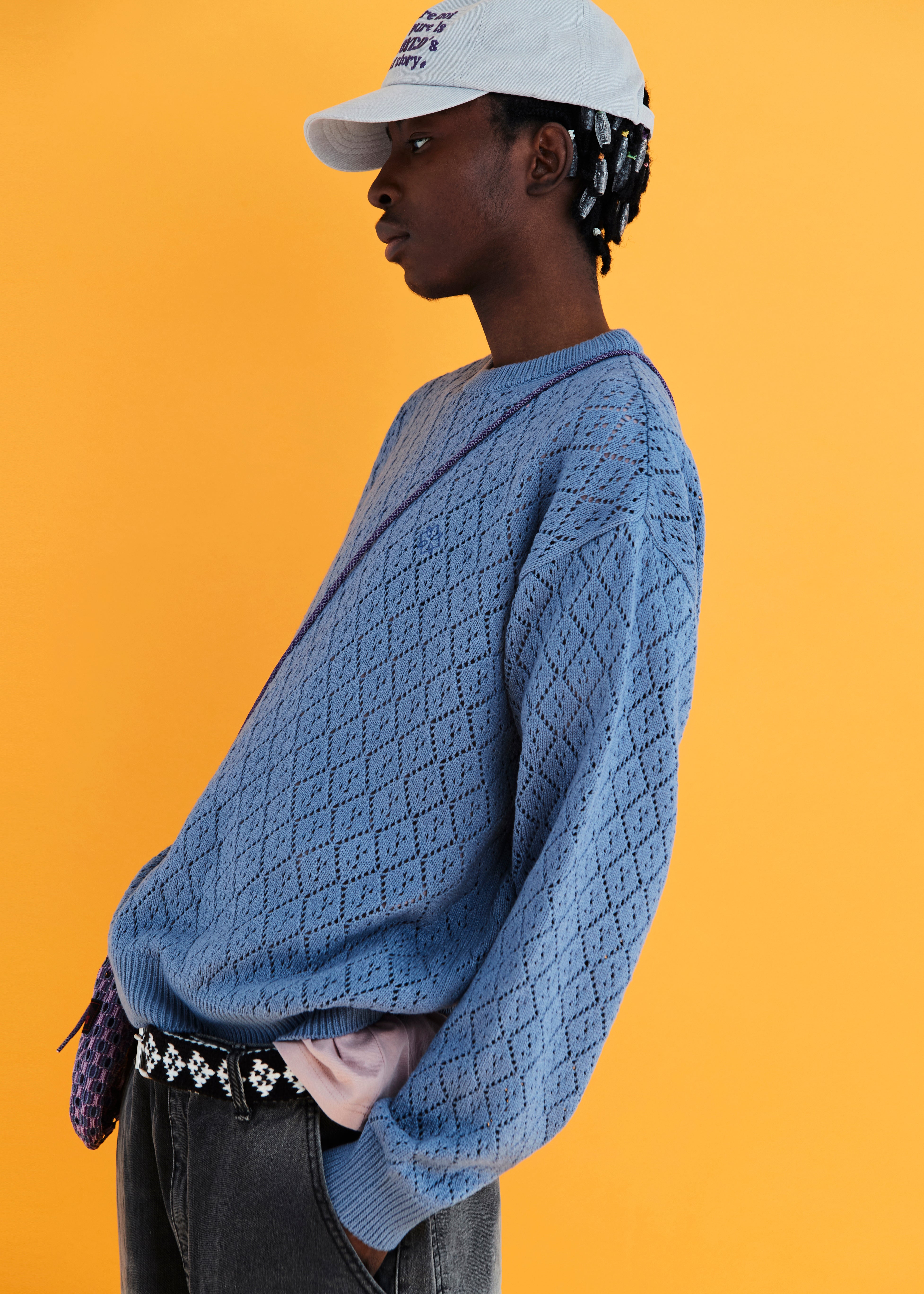 MESH ARGYLE KNIT / BLUE