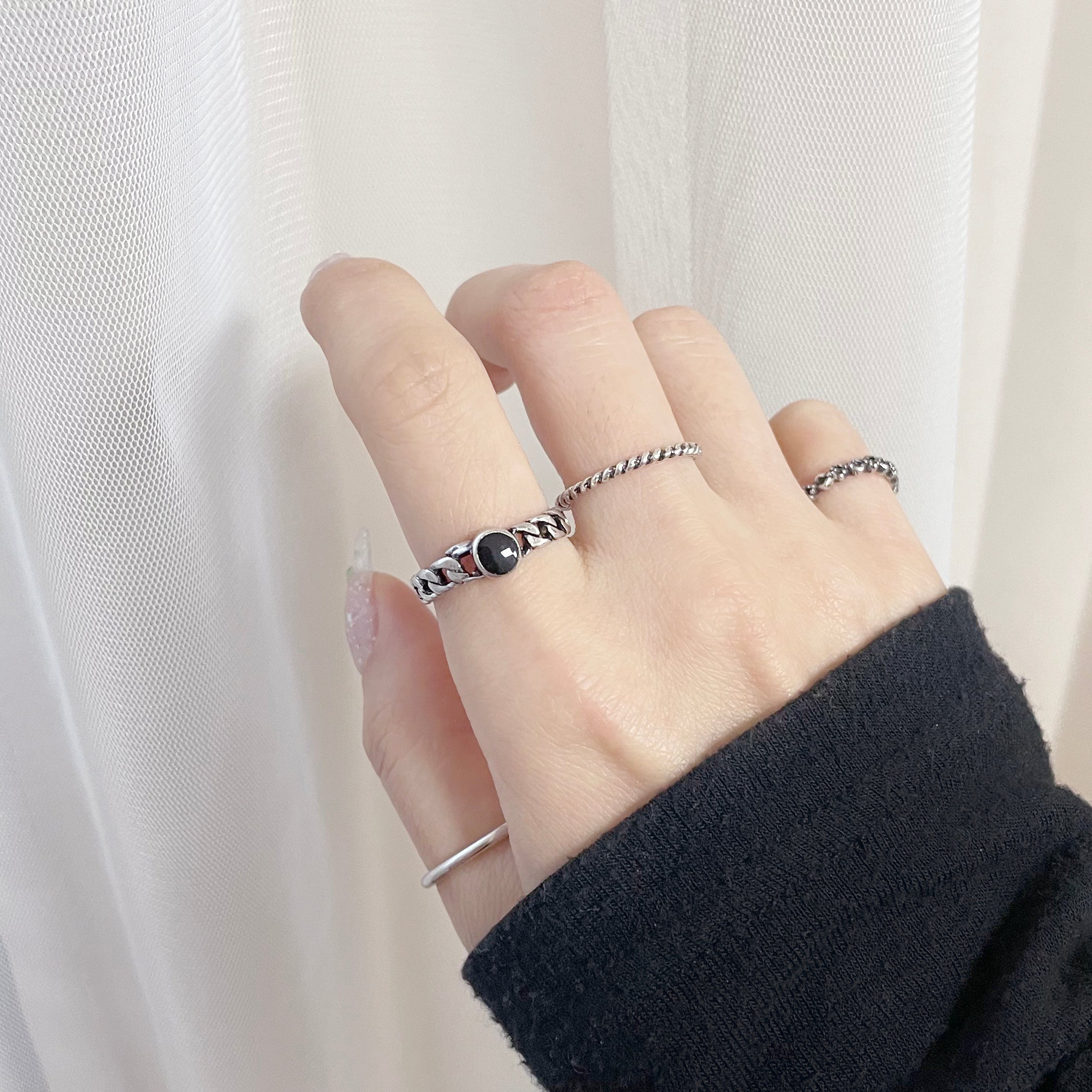 Black chain ring set (7 set)