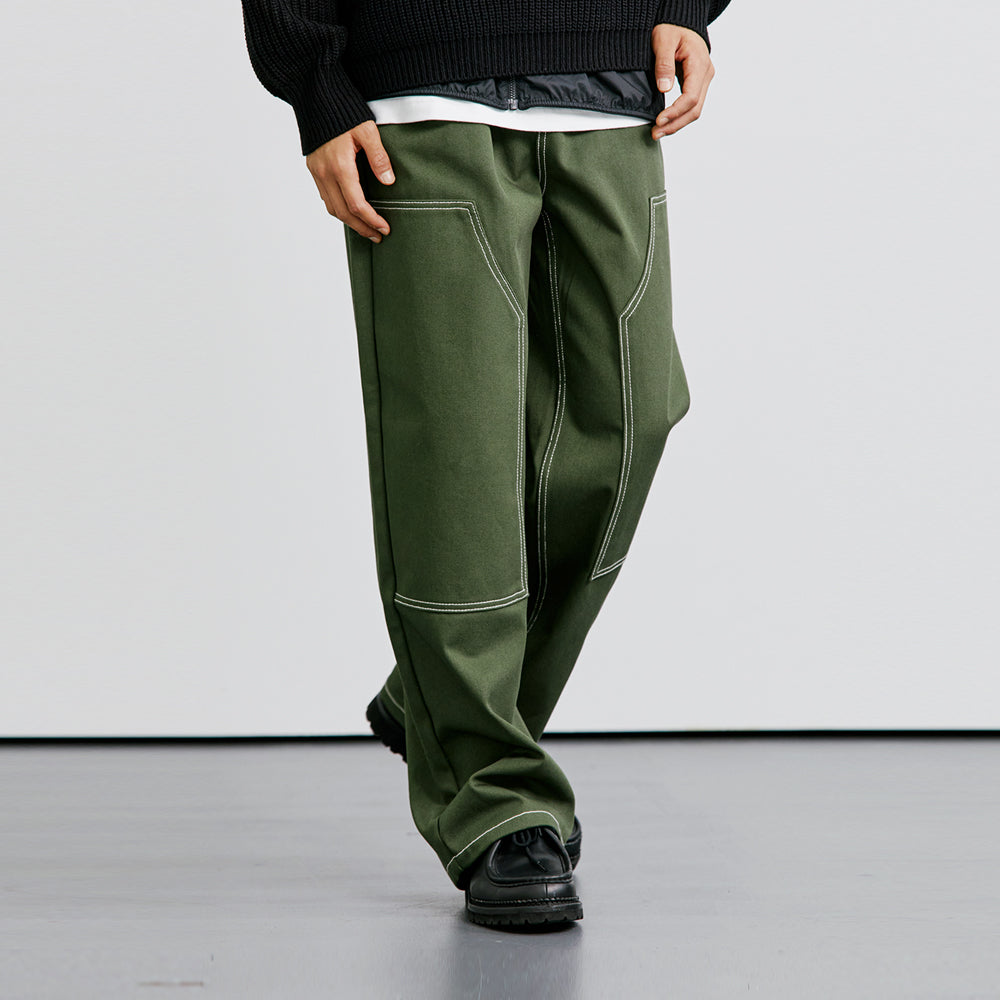 HIROI DOUBLE KNEE WIDE PANTS KHAKI