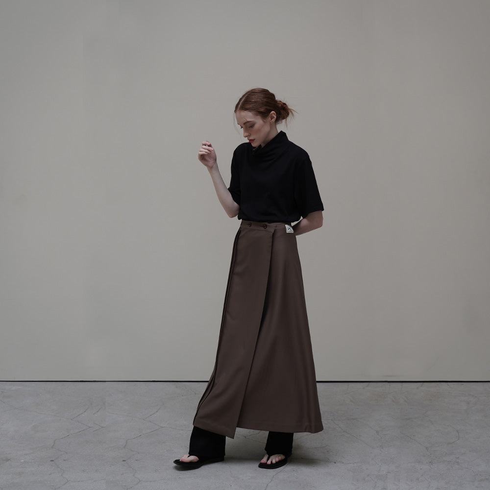 Brown Long Wrap Skirts