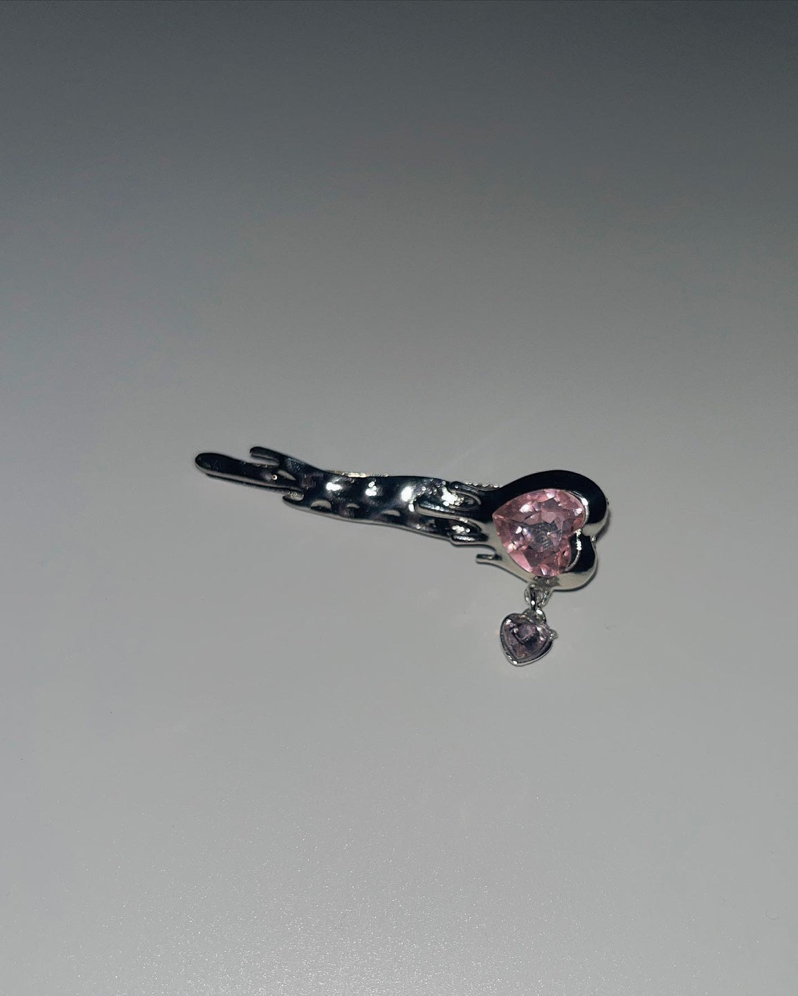 Melted pink heart hairpin
