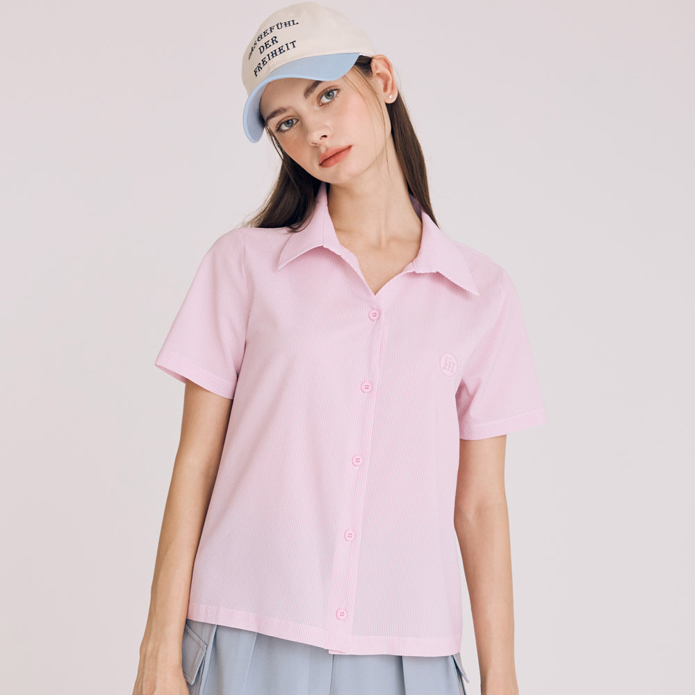 SEERSUCKER STRIPE SHIRT (PINK)