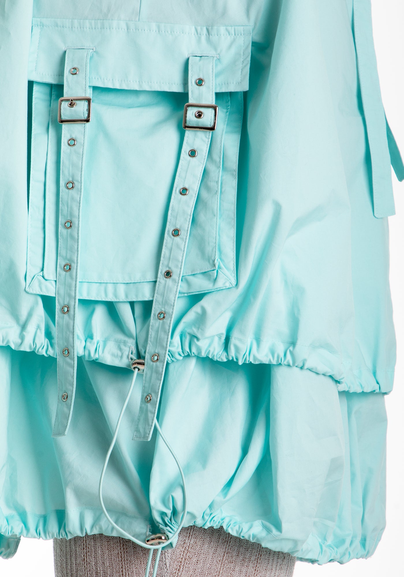 POCKET BALLOON MINI DRESS (AQUA)