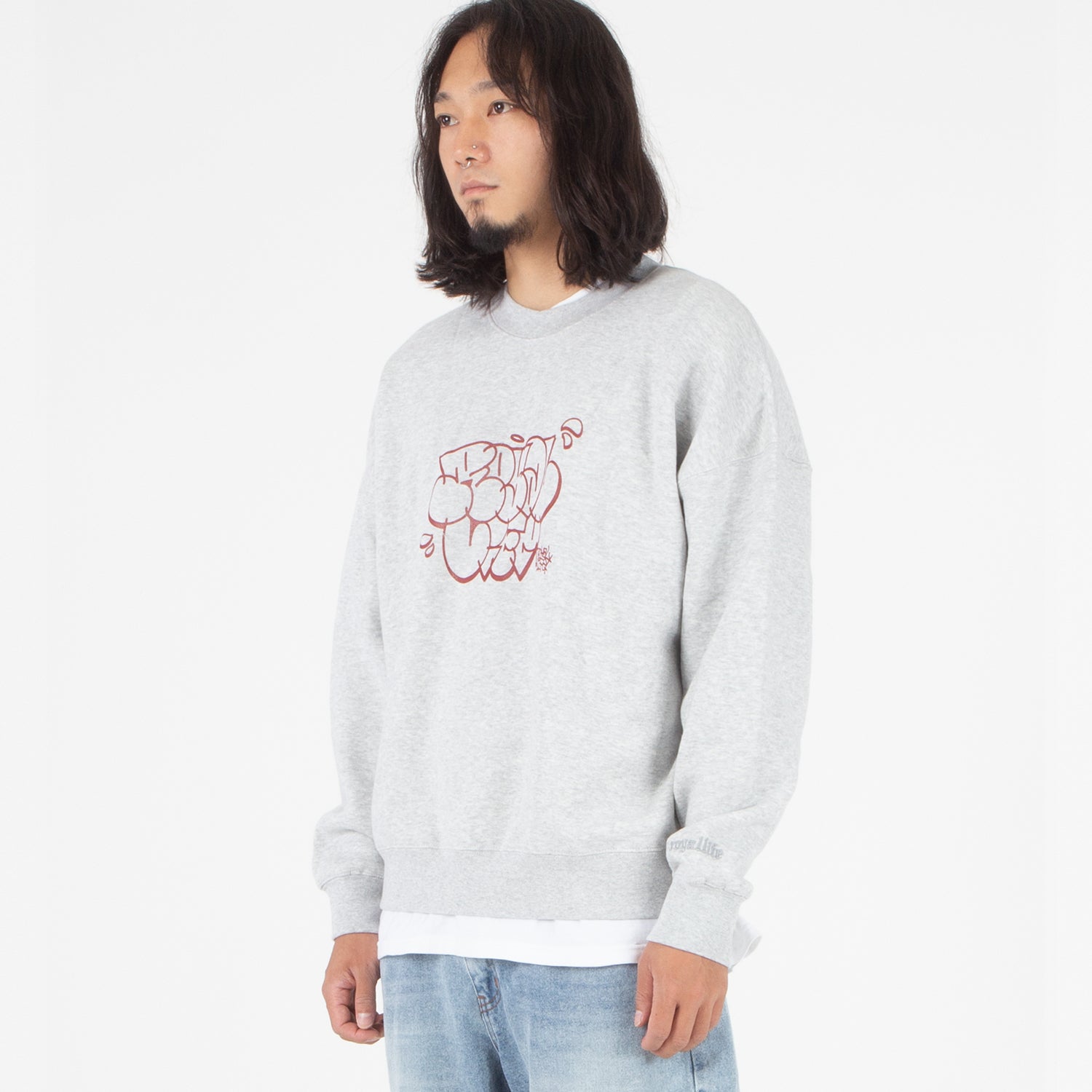 RLCN1005 Stroke Tagging Logo Sweat Shirt - Gray