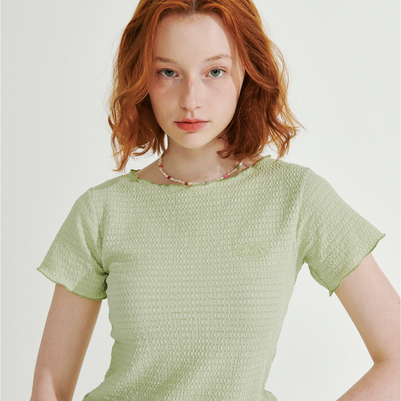 INTERLOCK STITCH EMBOSSING TOP_MELON