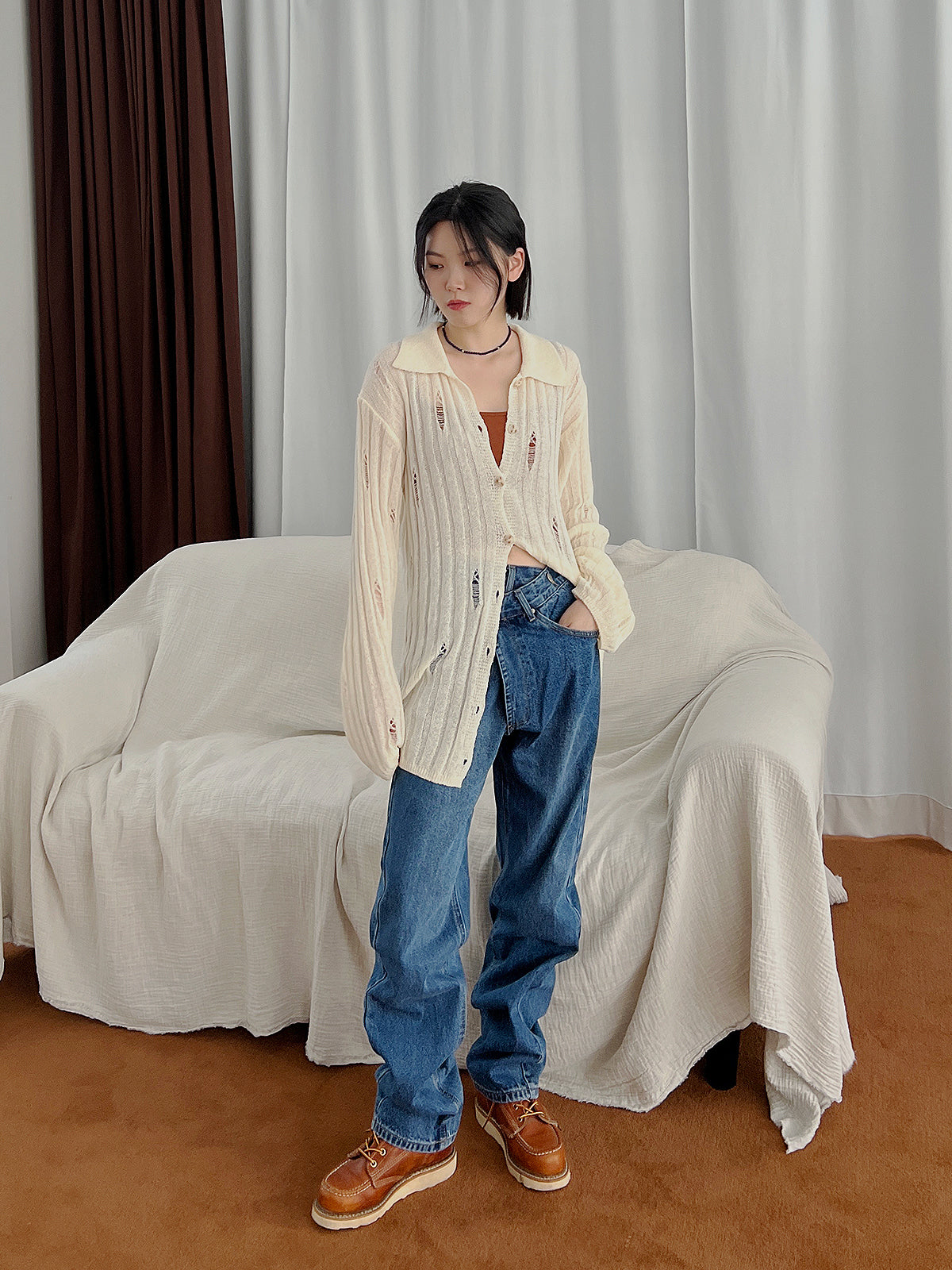 Long Damage Cardigan (3color)