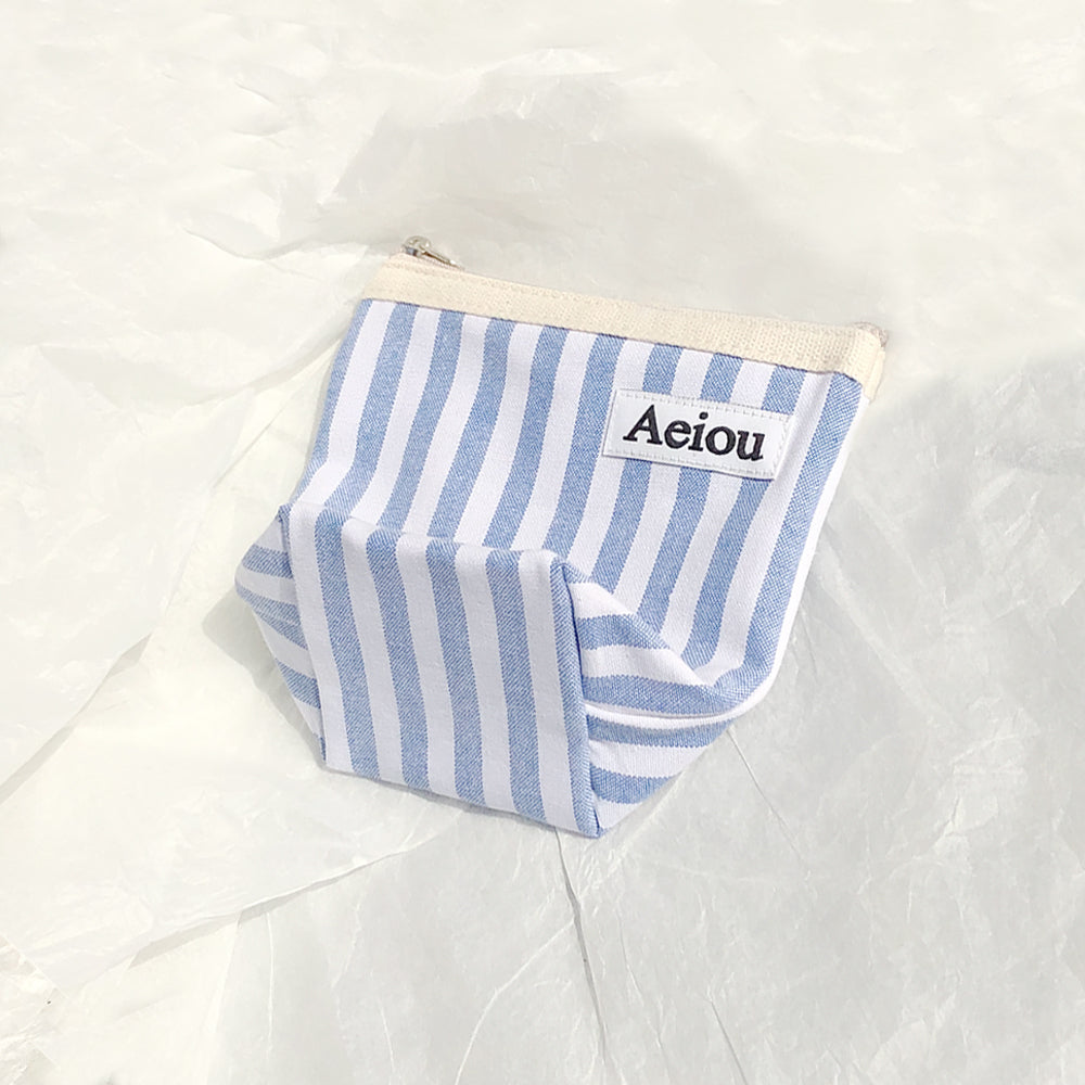 Aeiou Basic Pouch (M size) Parasol Blue Stripe