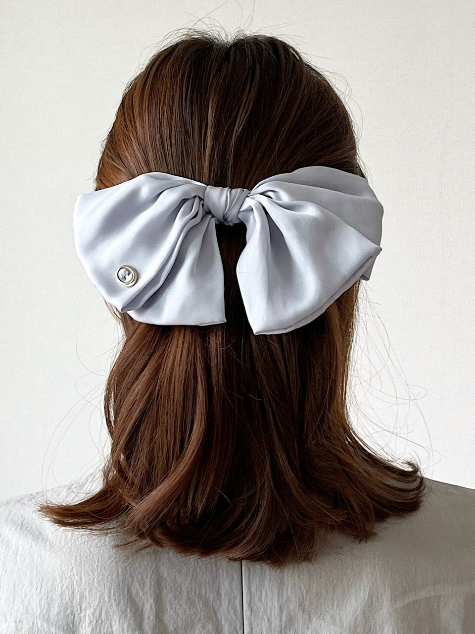 Cameo Big Ruffle Ribbon Hair Barrette [AiryBlue]