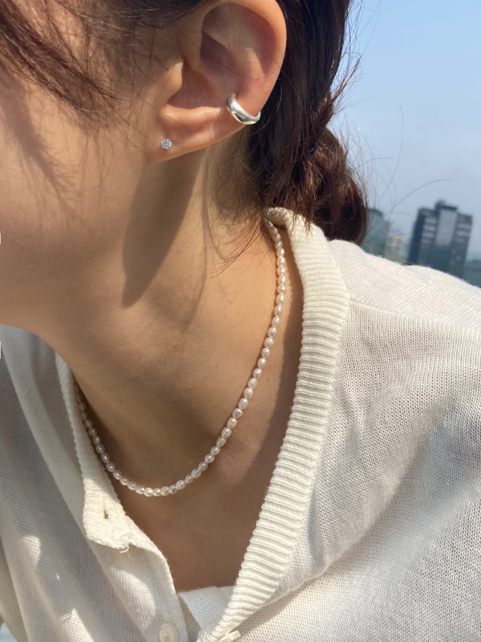 [92.5silver] rice pearl necklace