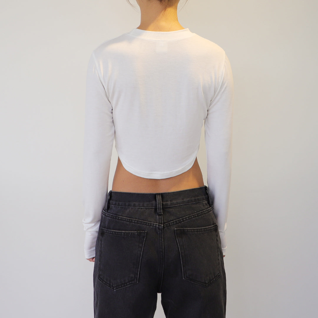 SYMBOL Crop long-sleeved T-Shirt (WHITE)