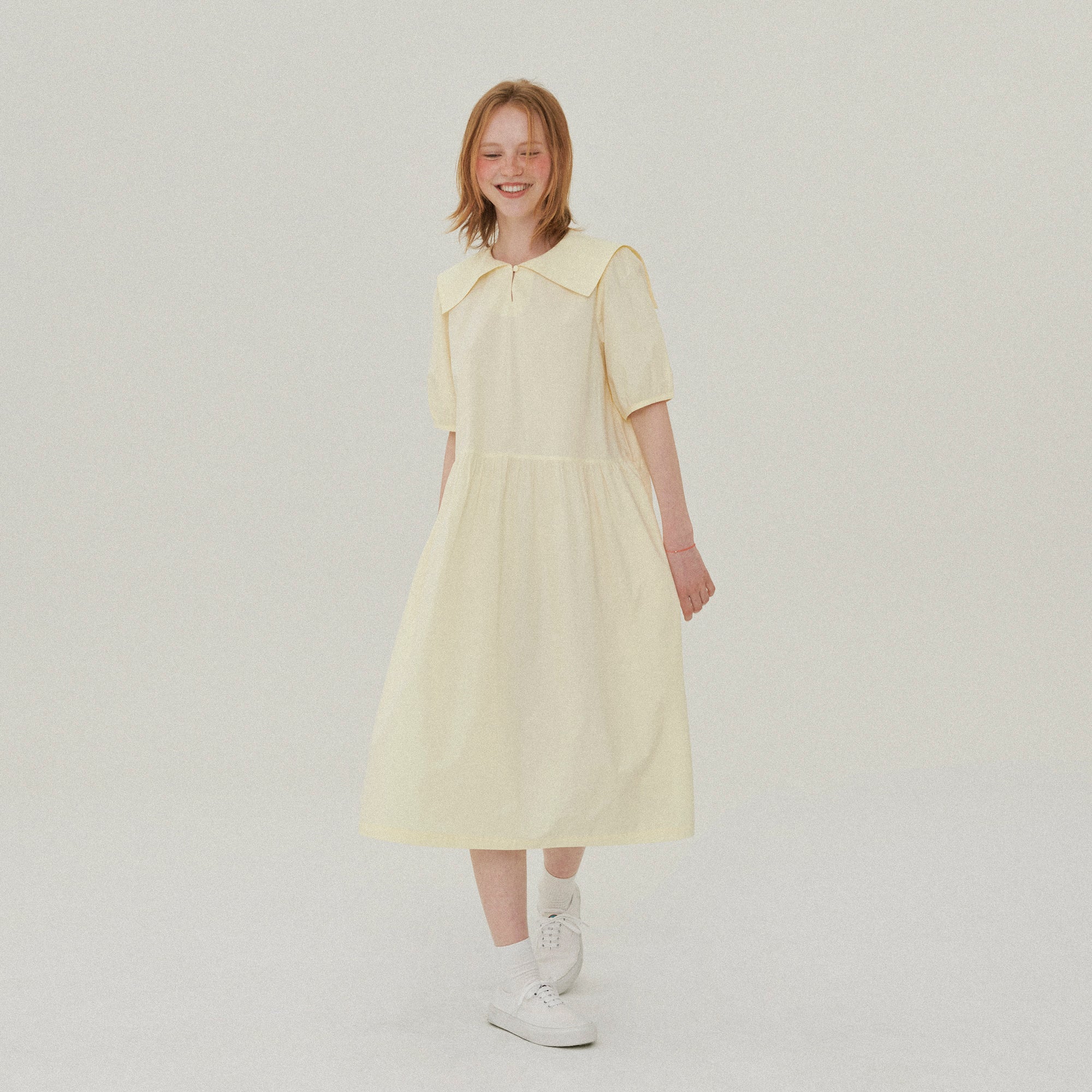 SAILOR COLLAR LONG DRESS_LEMON