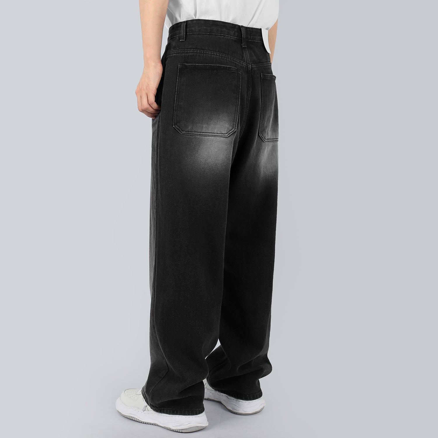 Brush Black Wide Jeans