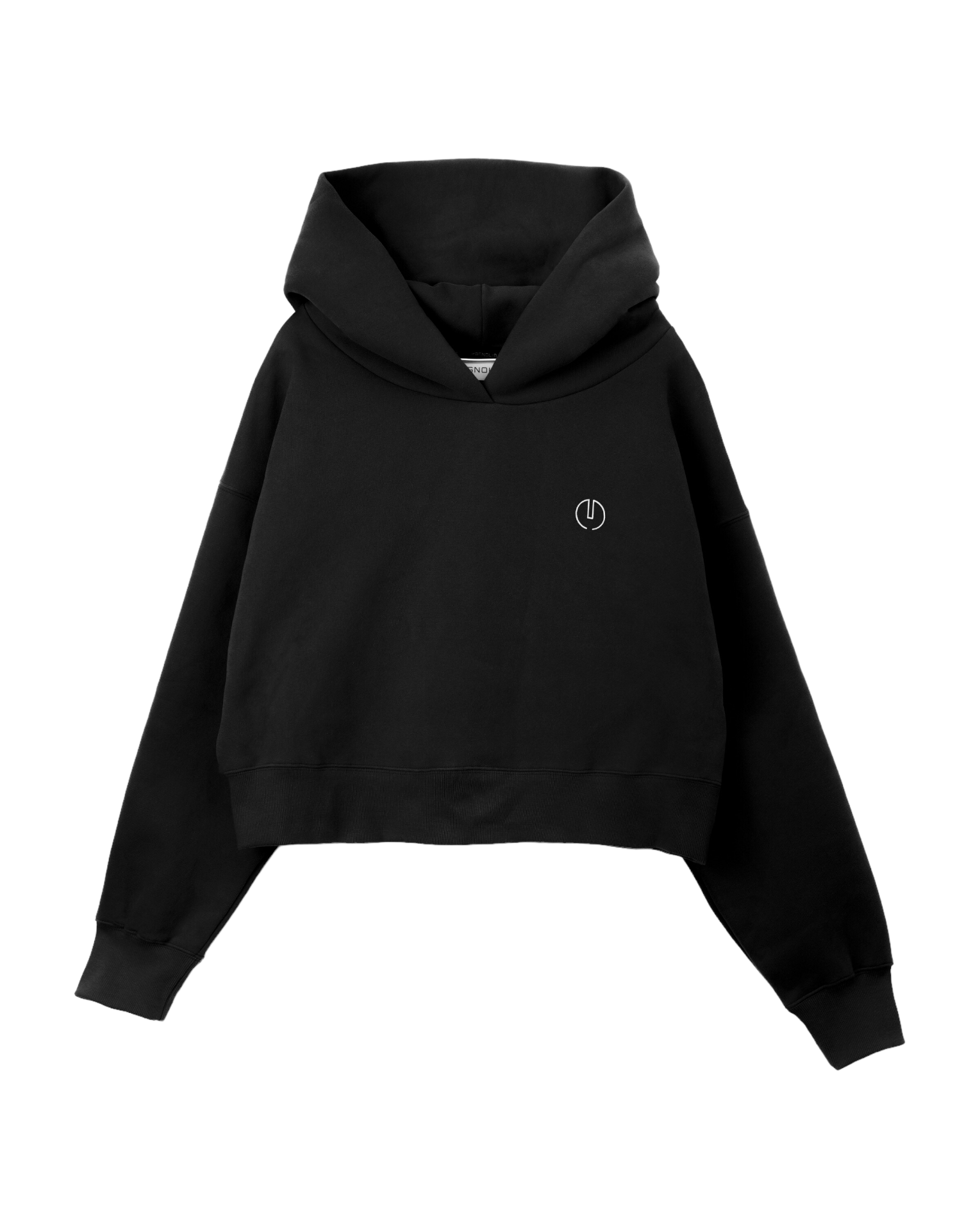 プリントクロップドフーディ / Print Cropped Hoodie-BLACK