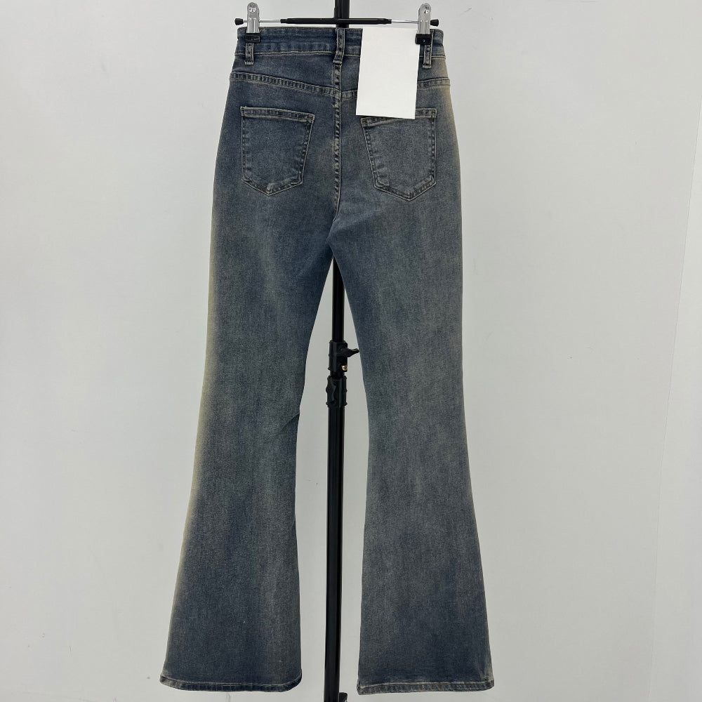 Y2K side washing belt boots-cut jean (Denim)