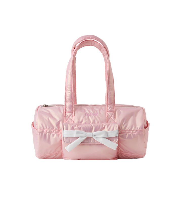 glossy ribbon duffle bag_pink