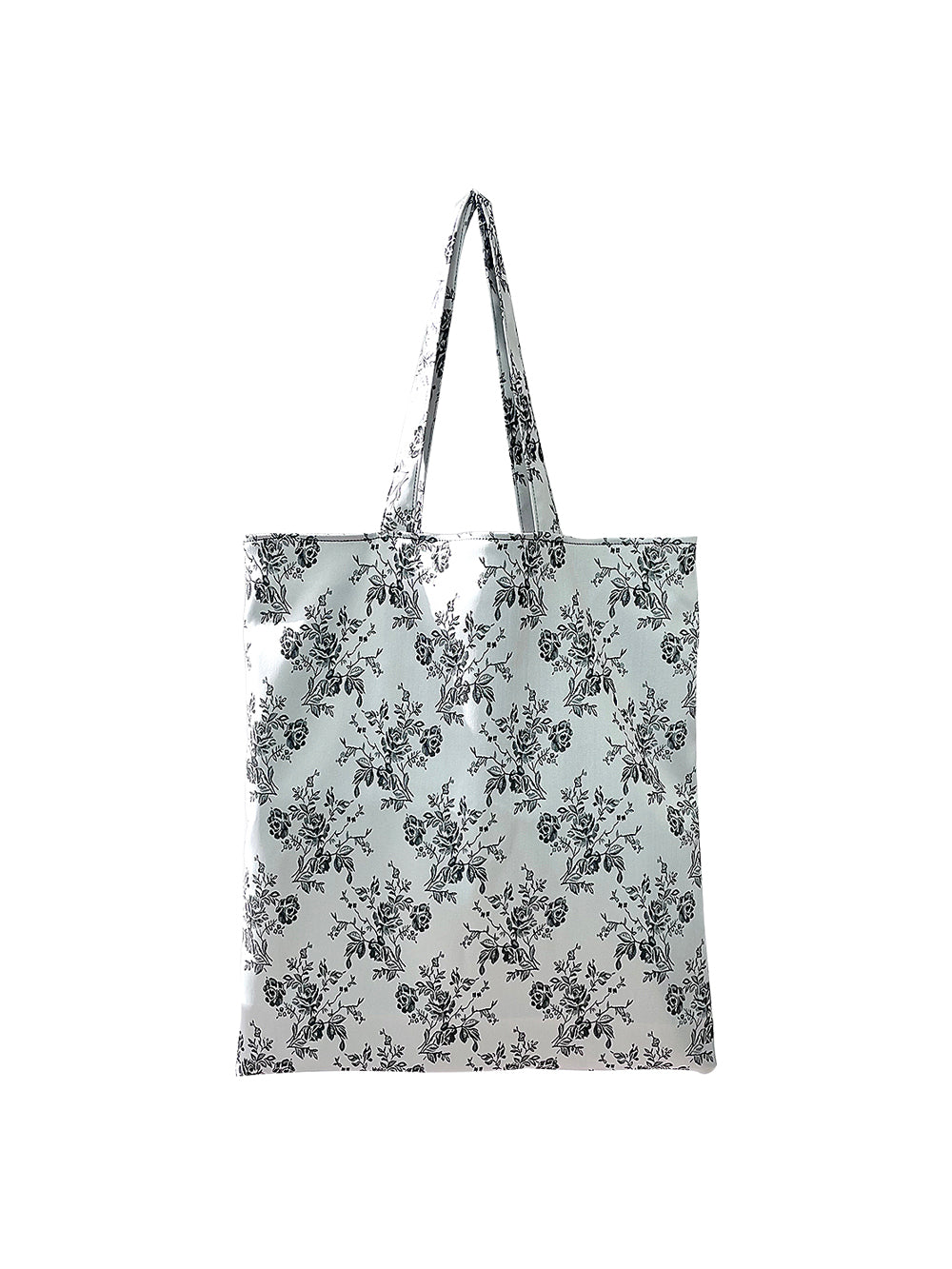 Rose Embroidery Satin Eco-bag (L/White Silver)