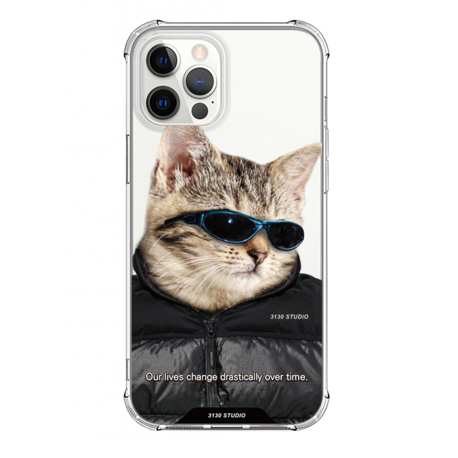 padded blue cat clear case