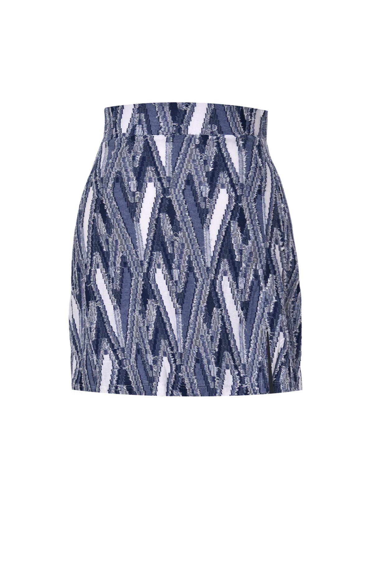 Denim jacquard slit mini skirts (navy)