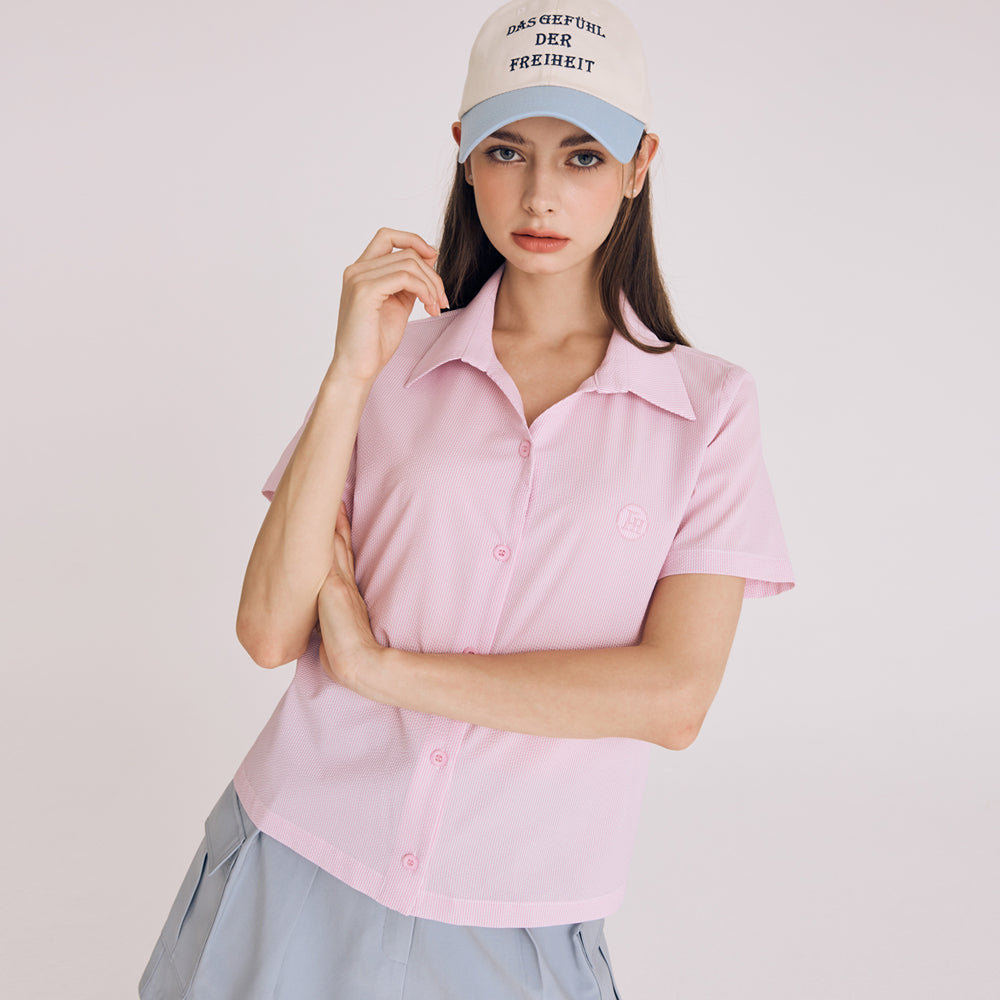 SEERSUCKER STRIPE SHIRT (PINK)