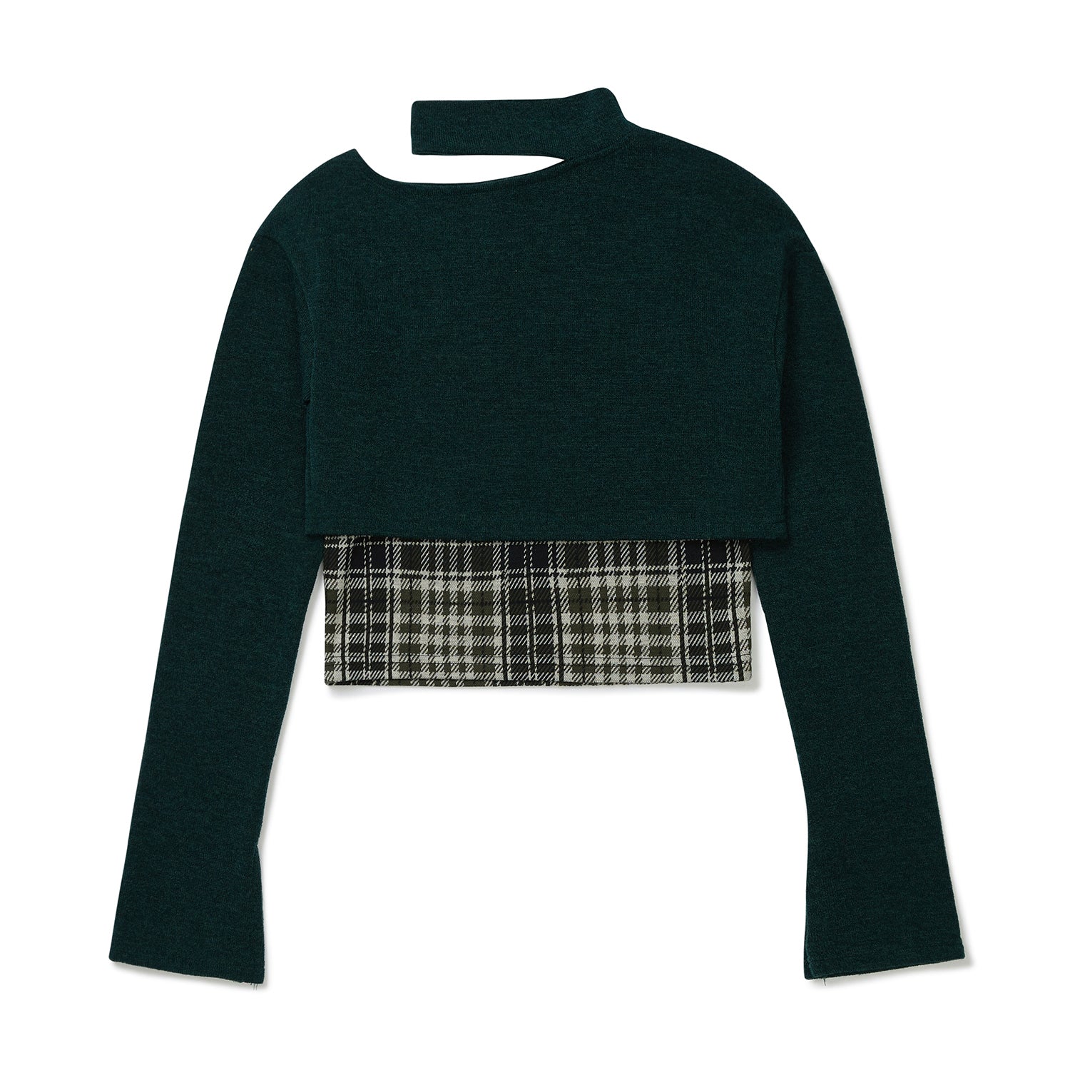 レイヤードチェックニットセット / Layered Check Knit Set [GREEN]