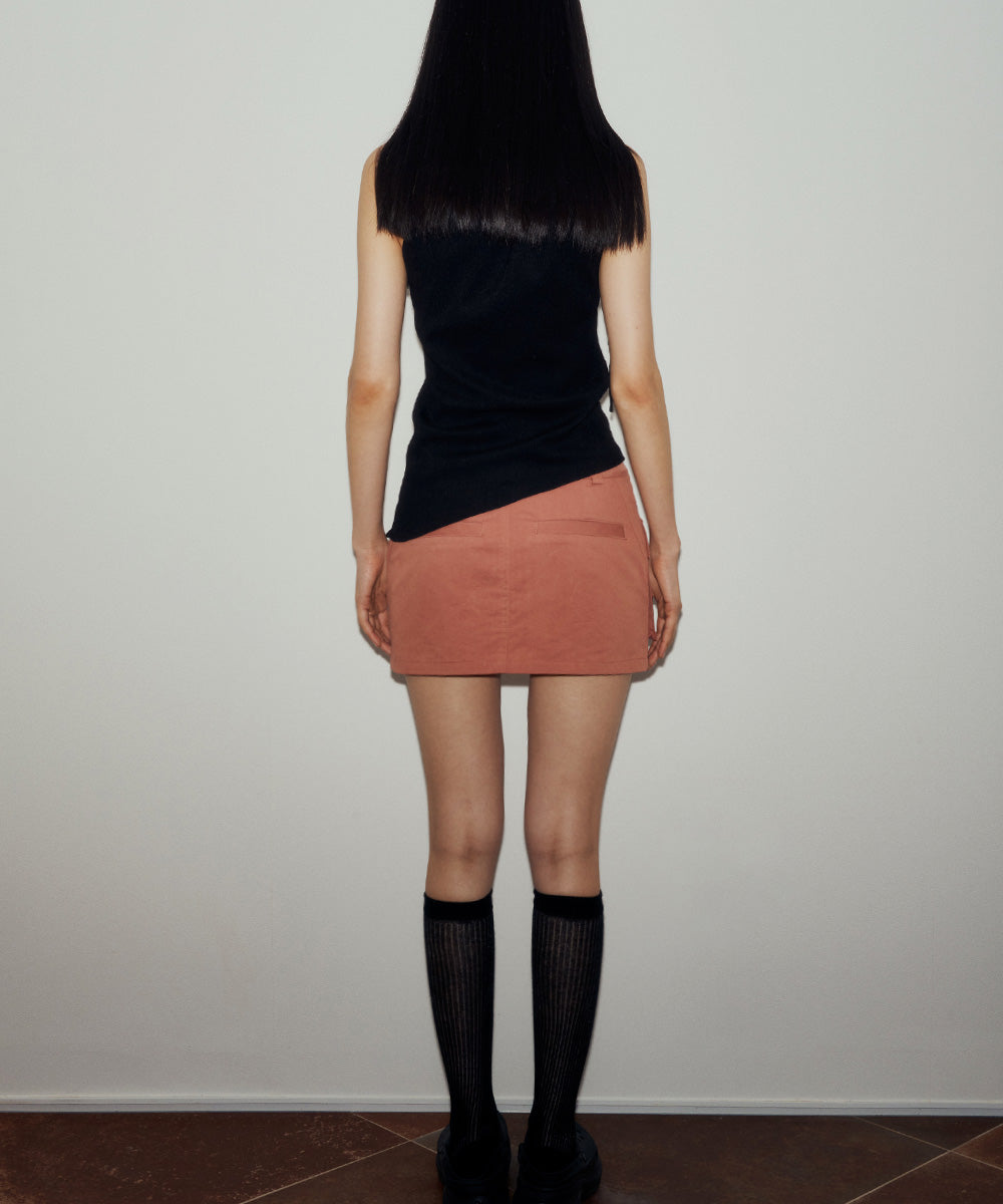 FRONT POCKET ZIP-UP SKIRT (BRICK ROSE)