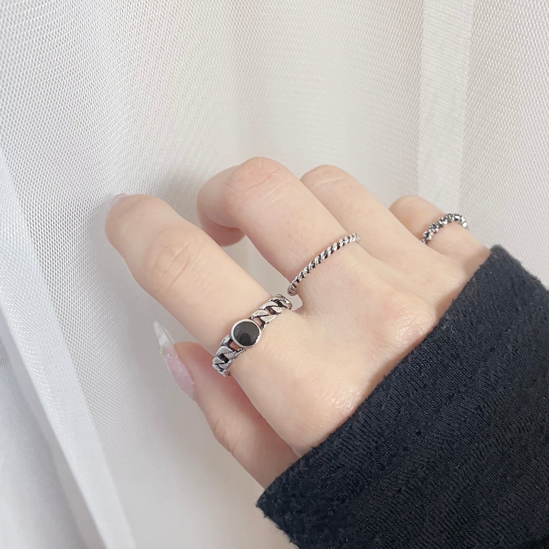 Black chain ring set (7 set)