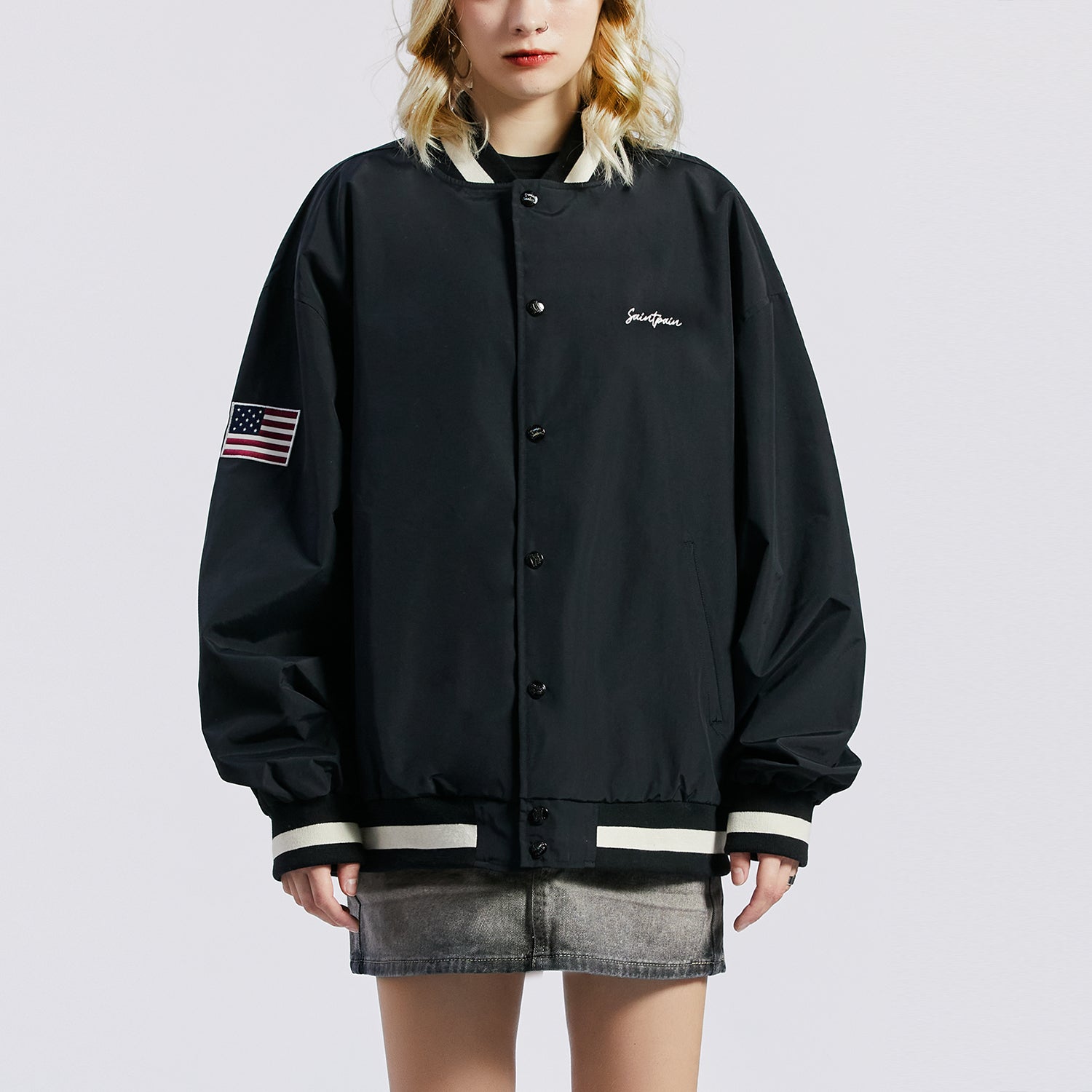 SP NYLON STADIUM JACKET-BLACK