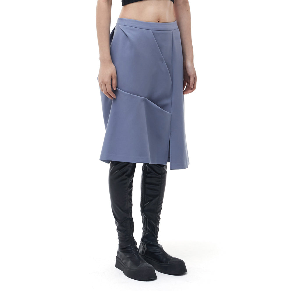 DOZI - Draped Slit Skirt _Bluegrey
