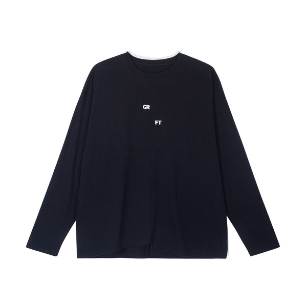 [GRFT]スプリットロングスリーブTシャツ/[GRFT] GRFT SPLIT LONG SLEEVE TEE (BLACK)