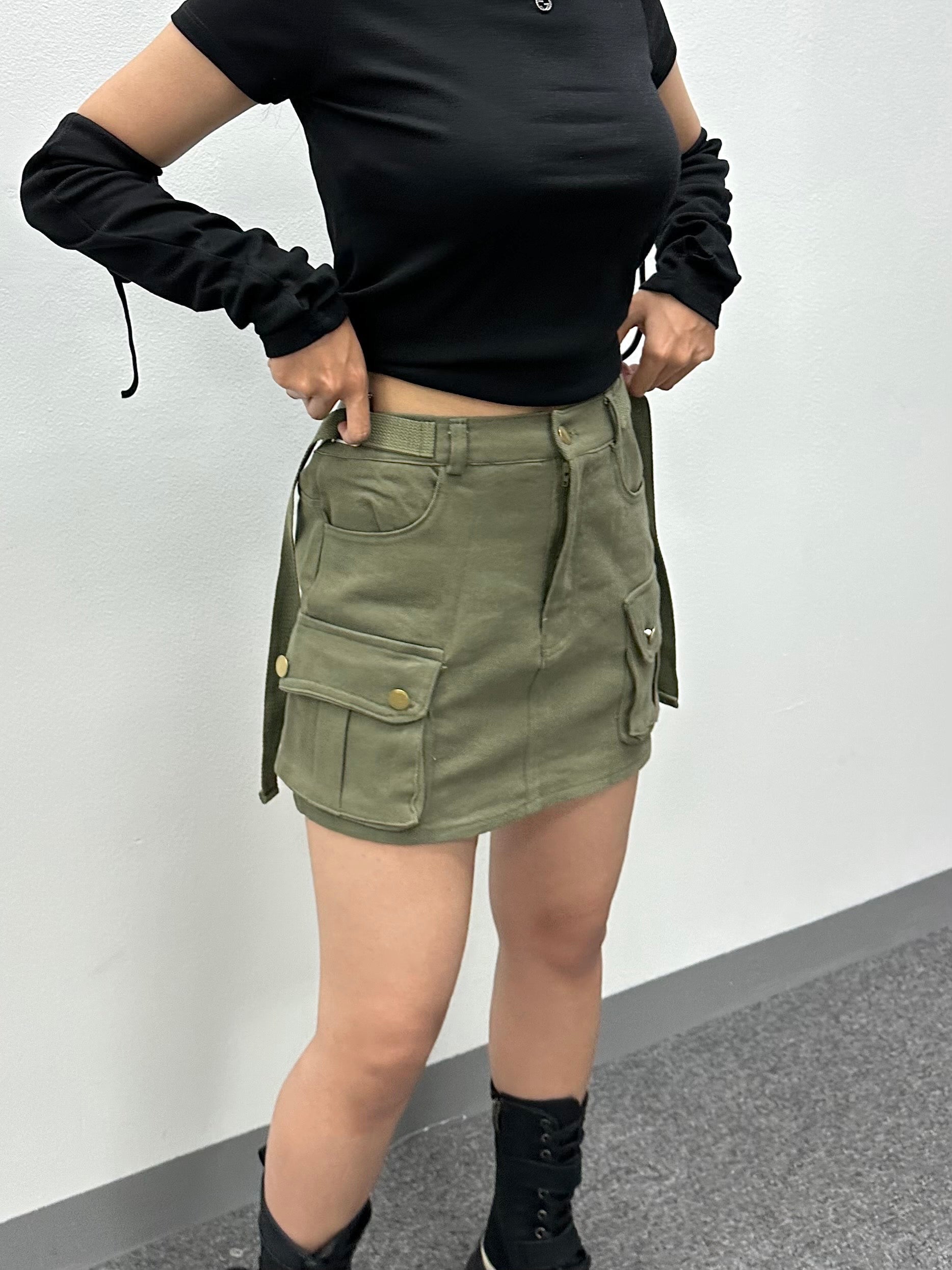 Strap Cargo Mini-Skirt