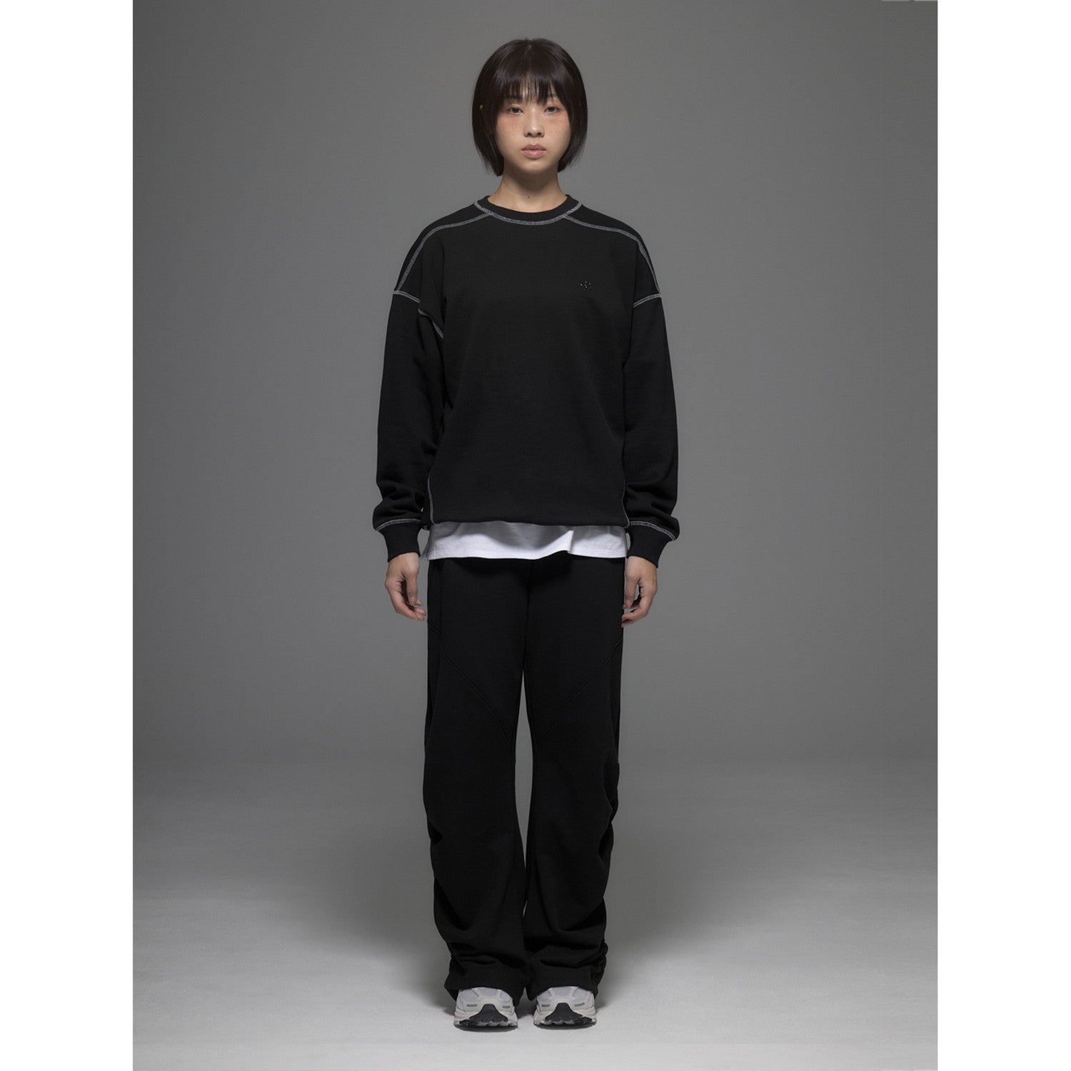 BELTED SHIRRING SWEATPANTS [BLACK]