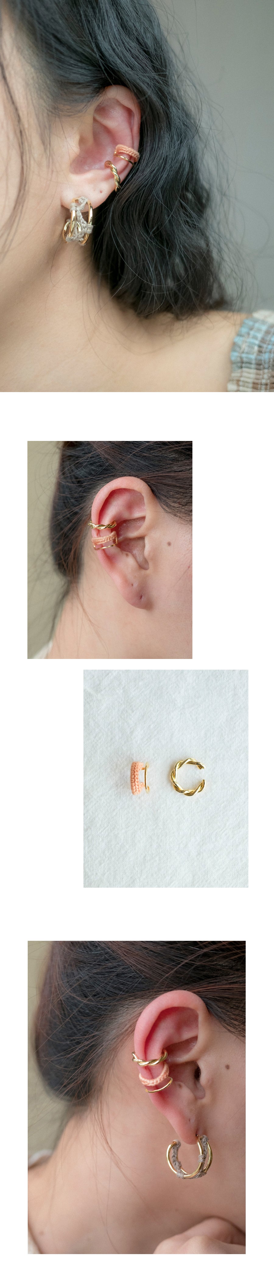 Knit point earcuff 2set earring