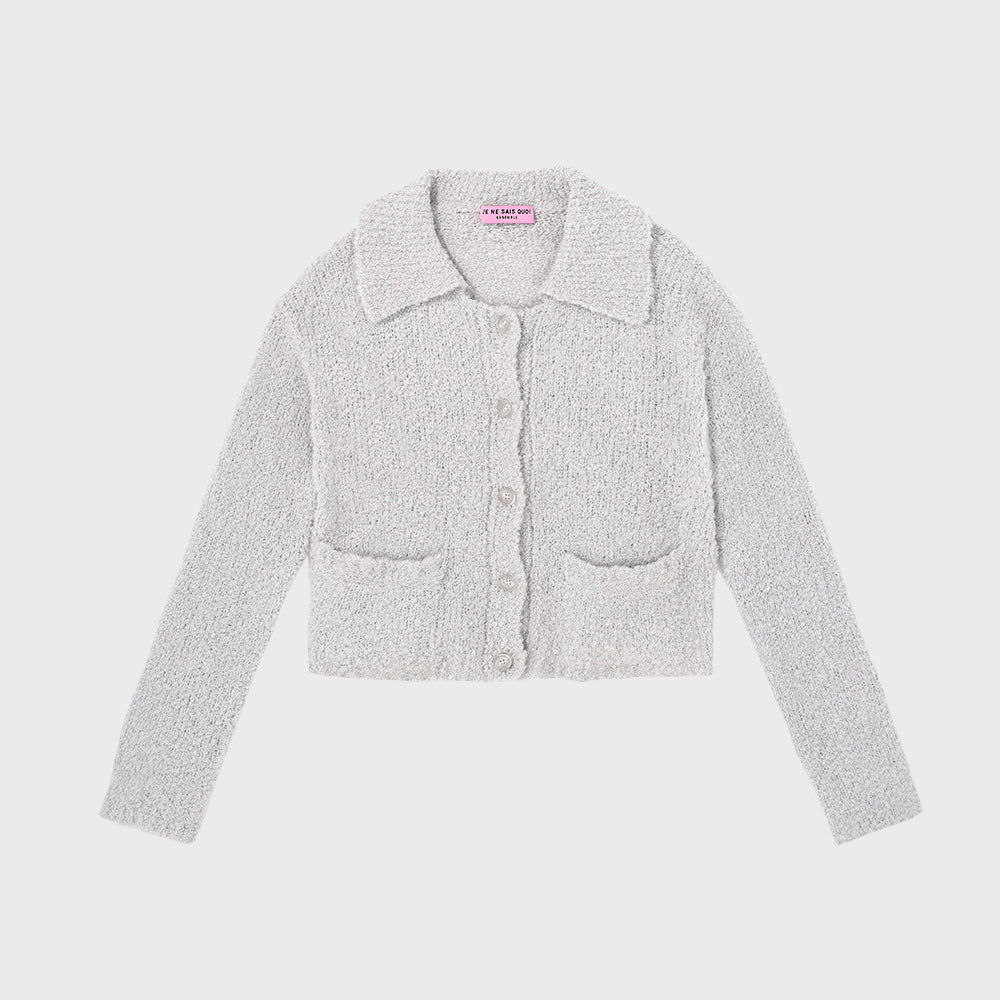 BOUCLE TEDDY CARDIGAN_GRAY