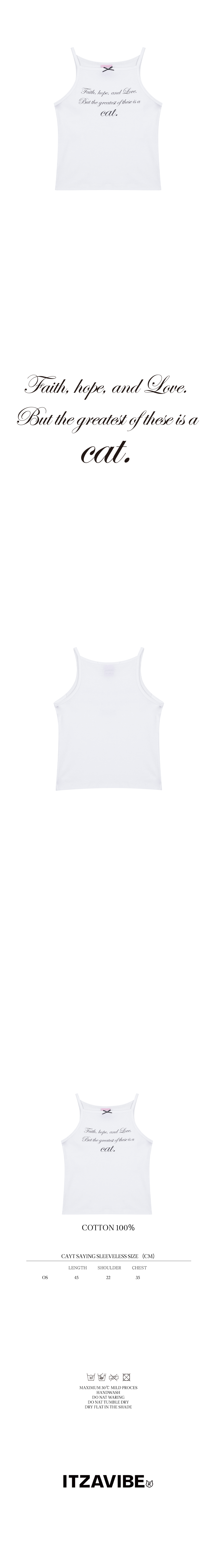 CAT SAYING SLEEVELESS_WHITE