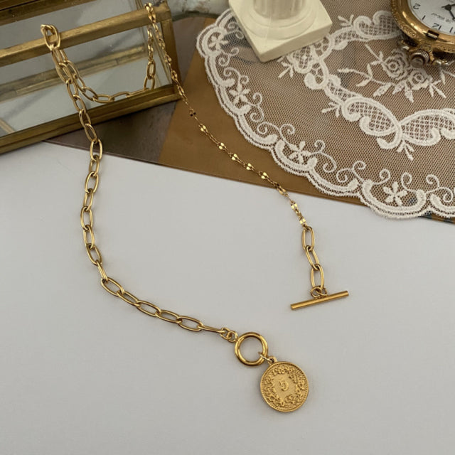 al Elizabethan coin toggle bar chain simple necklace