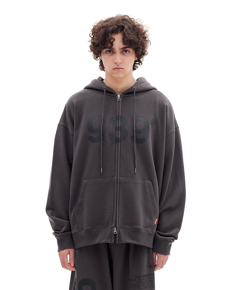 939 LOGO HOOD ZIP-UP (DARK GRAY)