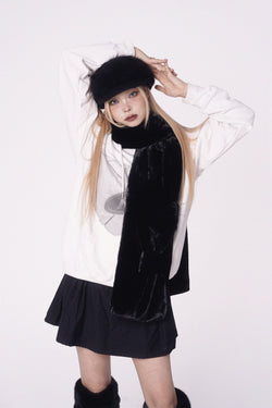 23 Ribbon Muffler_Fur black