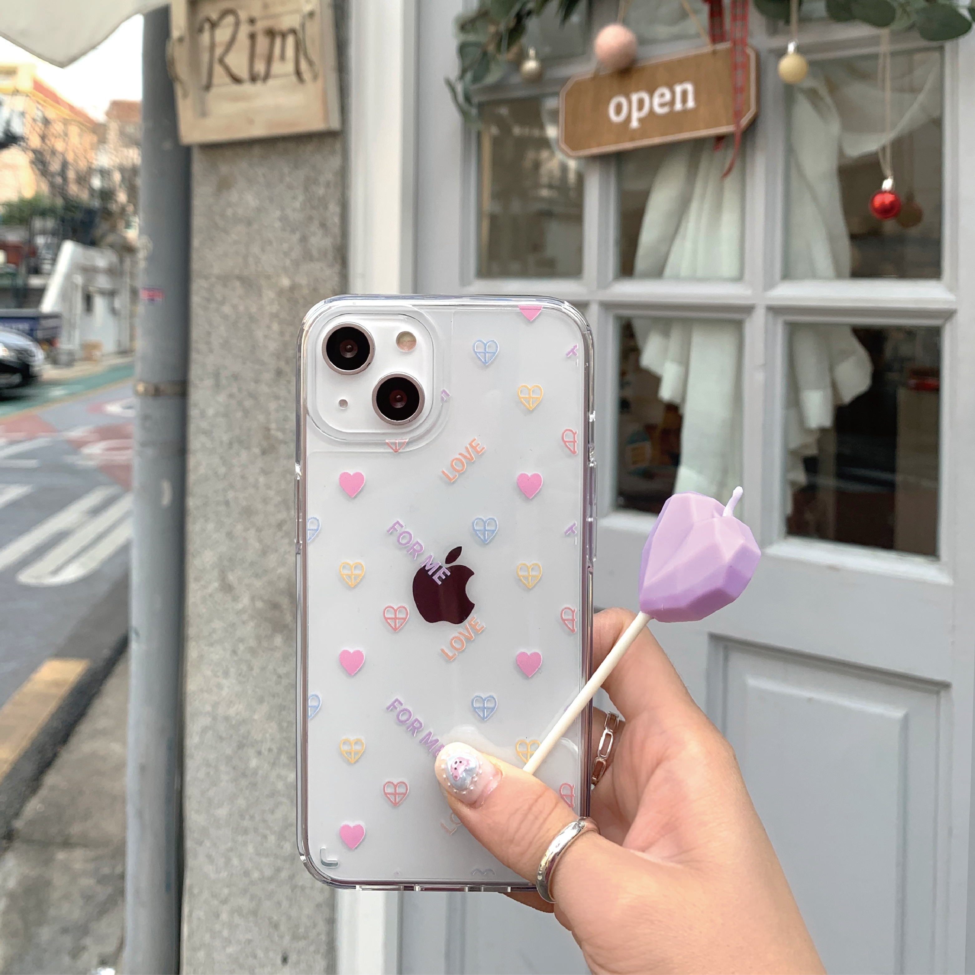 [PINK] FOR ME LOVE Pattern jell-hard case