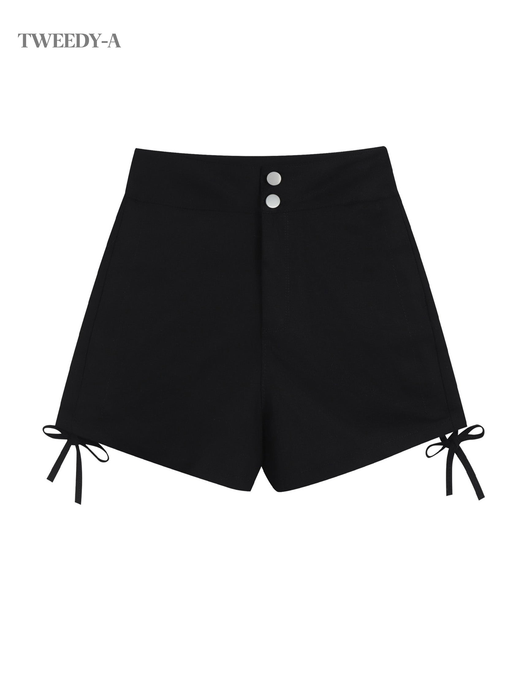 Wendy High-Waist Side Ribbon Detail Short Pants Black