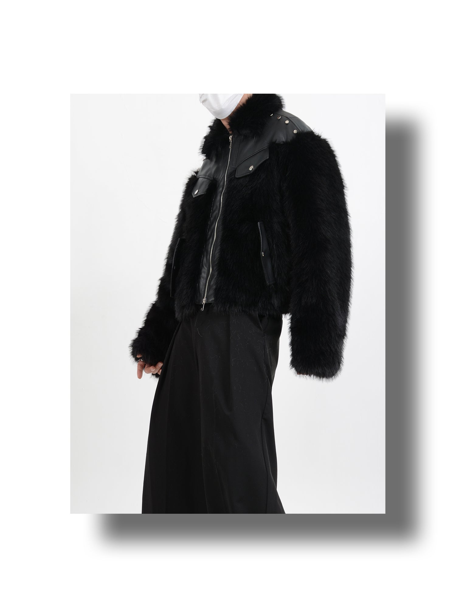 heavyweight leather anti-mink fur coat