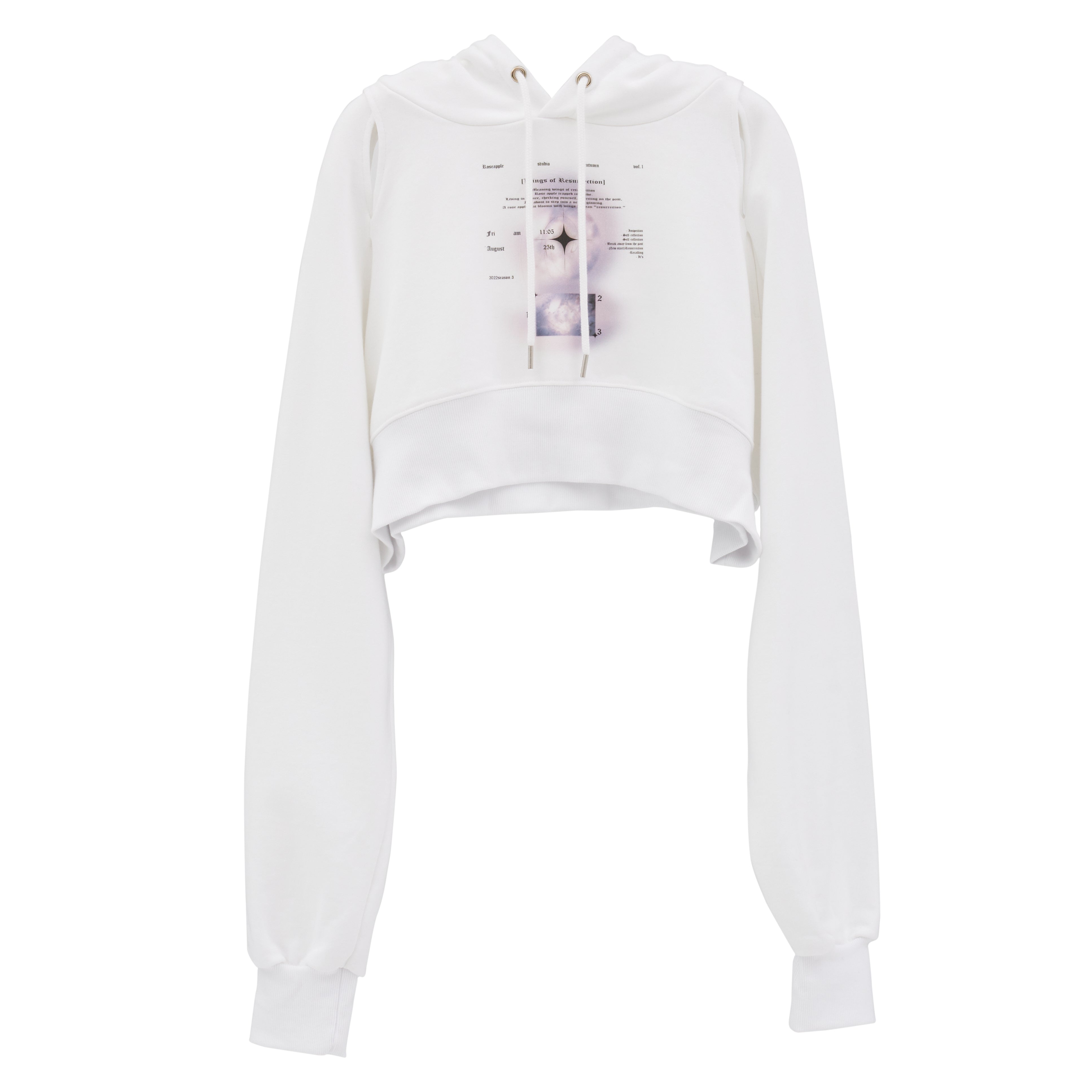 223 CUT OUT LOGO CROP HOODIE - WHITE