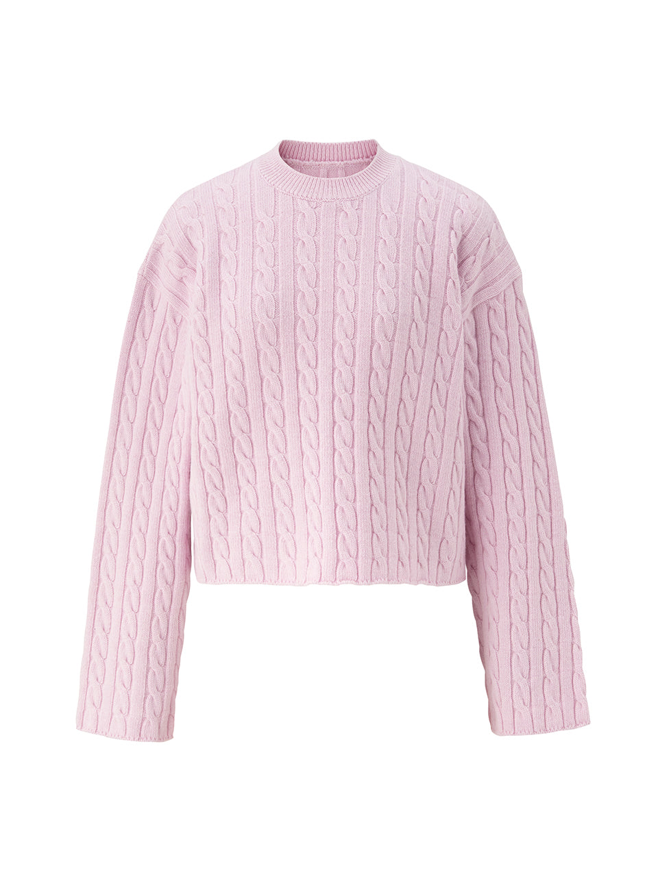 Back point cable knit - Baby pink