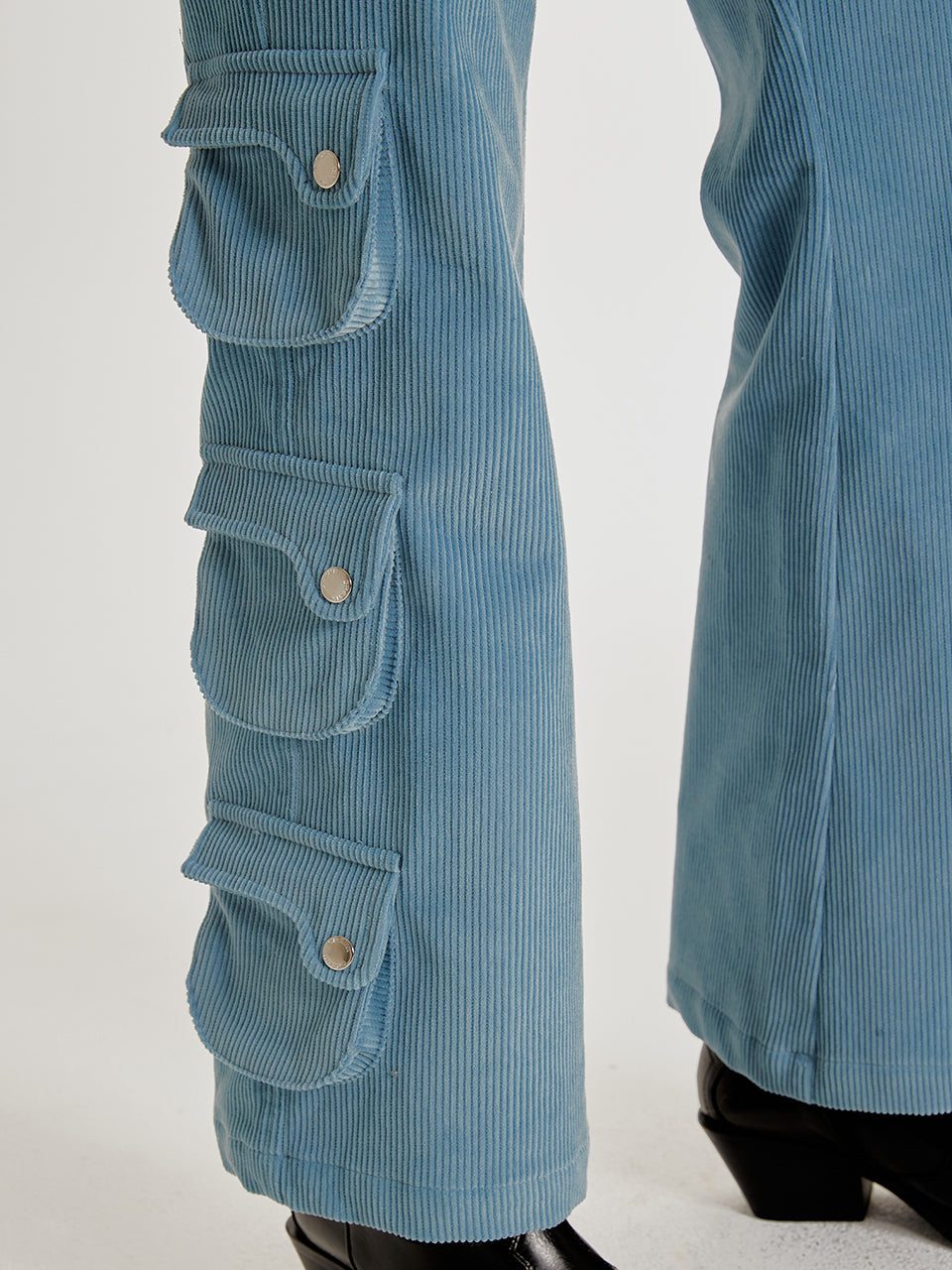 CORDUROY POCKET BOOTS CUT PANTS_SKY BLUE