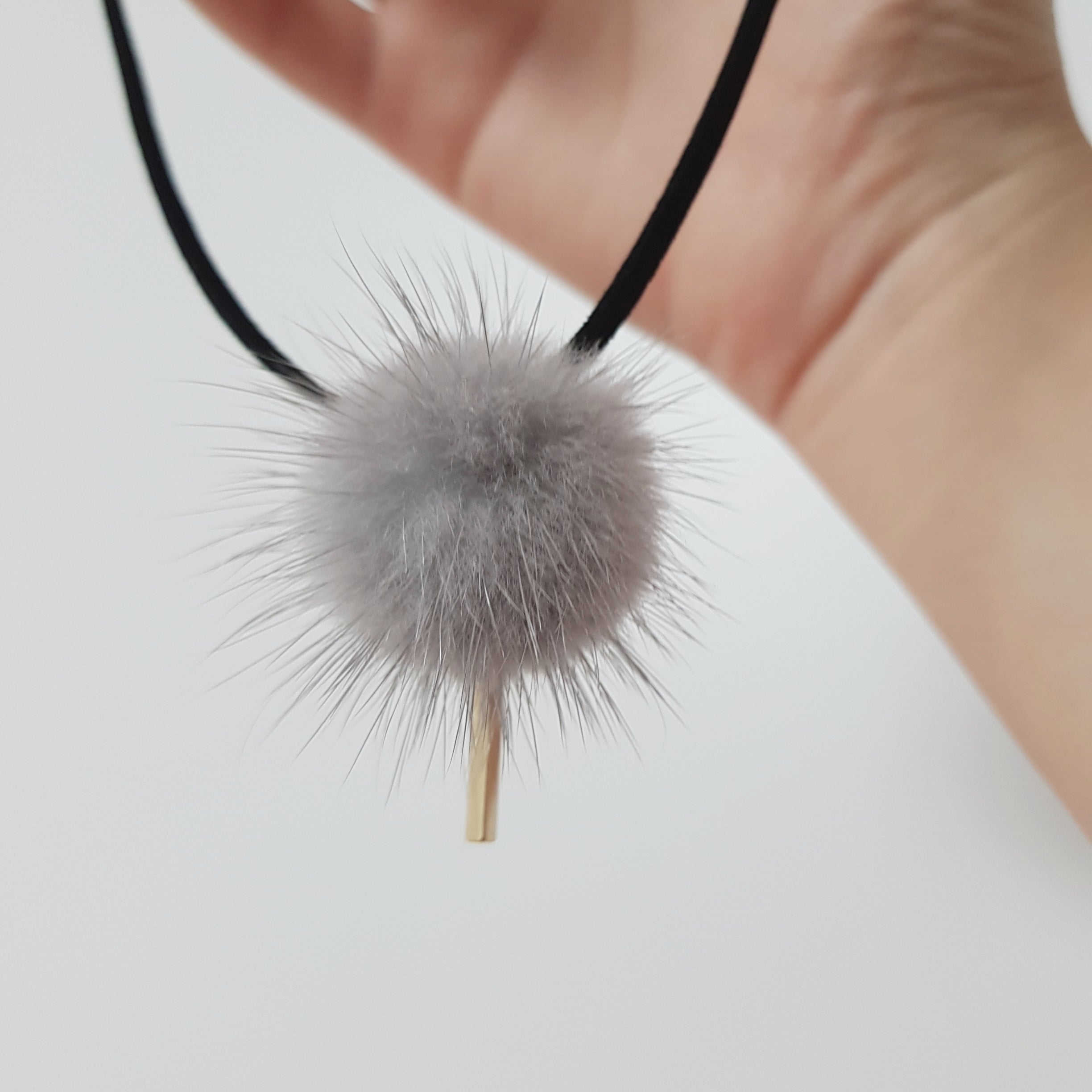 Grey Fur Choker Necklace