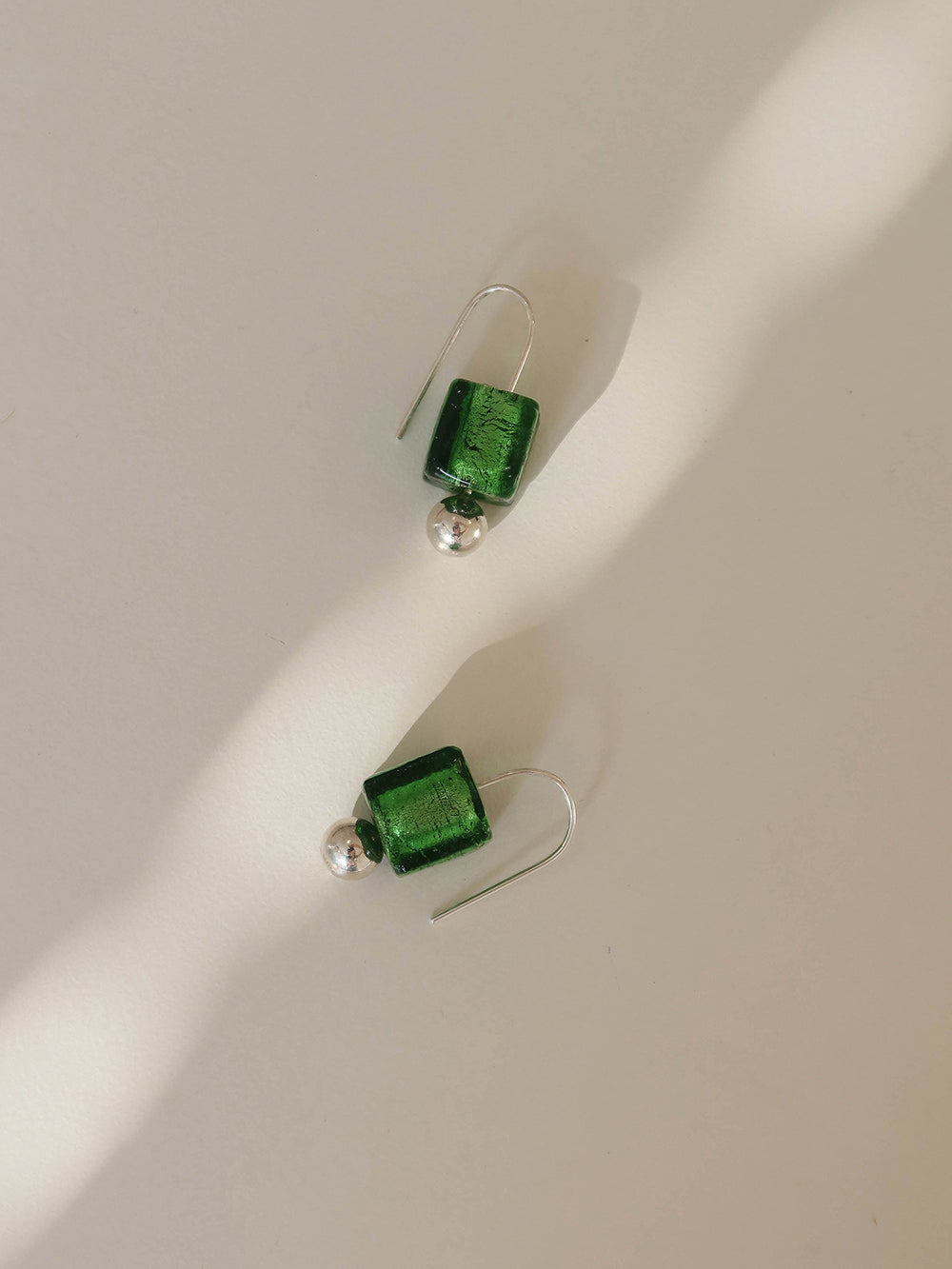 cube hook earring - green