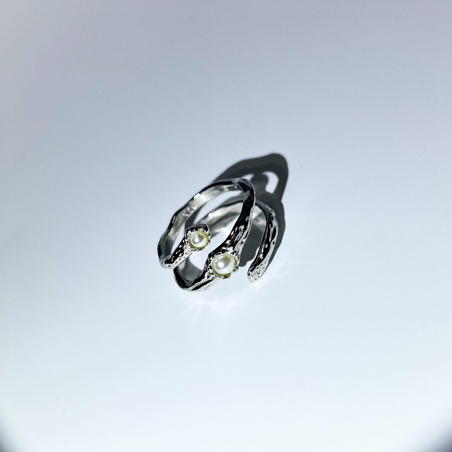 Layered white pearl ring