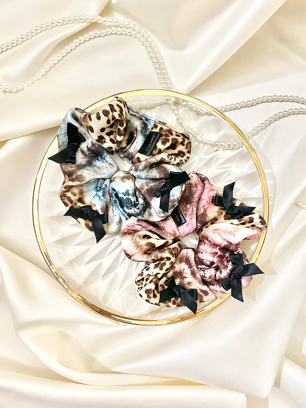 Leopard Tie-Dye Ribbon Scrunchie (2color)