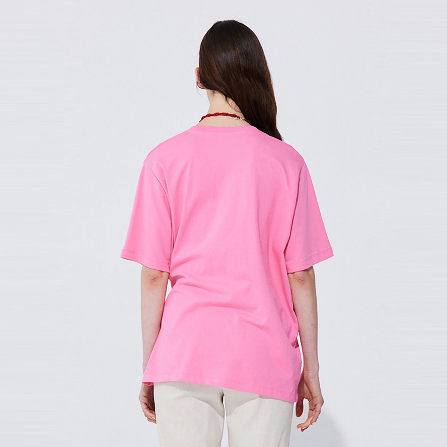 Button Line T-shirt_Hot Pink