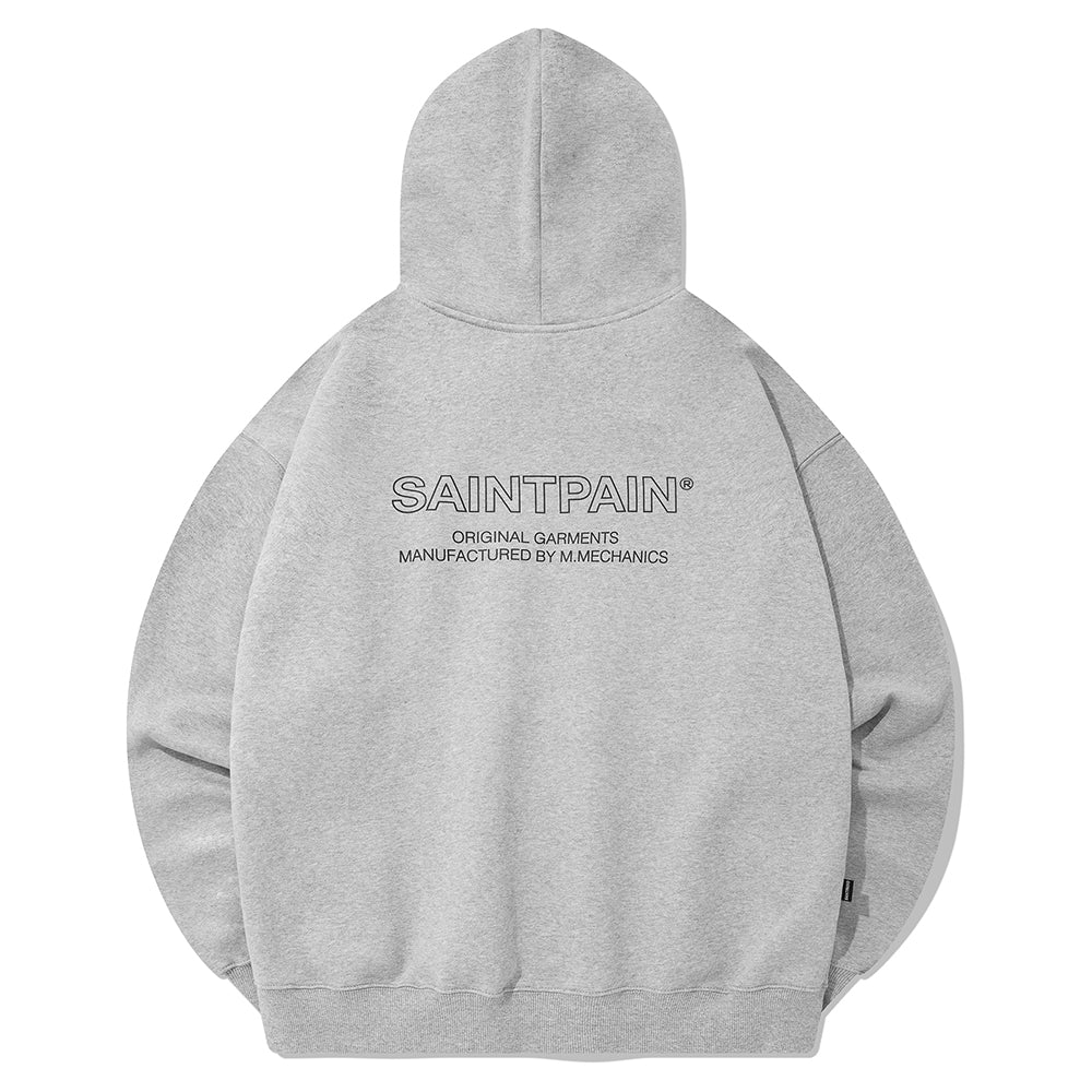 SP OUTLINE LOGO HOOD-MELANGE GRAY