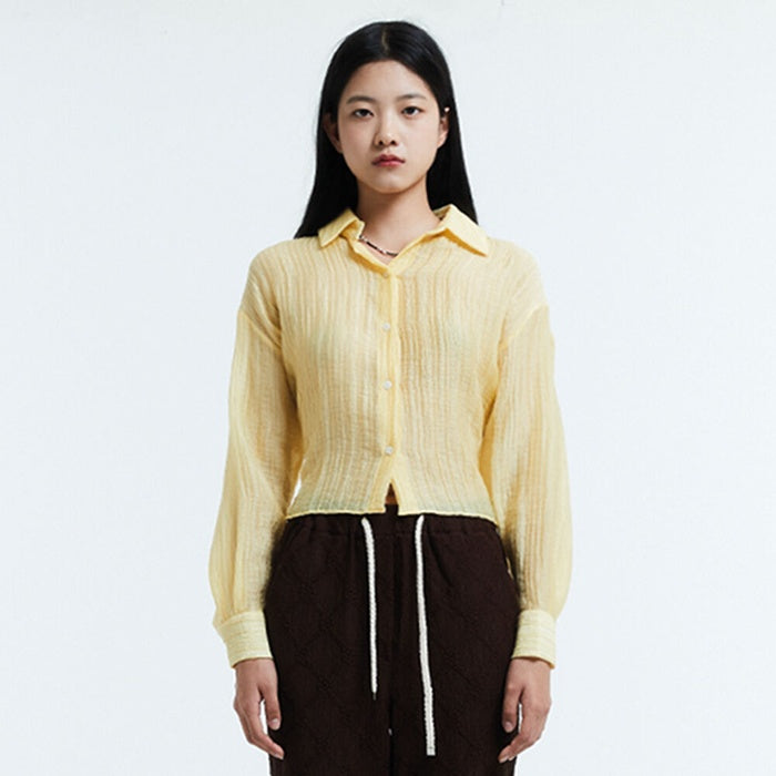 Tencel pleats shirt / Yellow